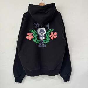 Stussy Skull Crest Zip Up Hoodie World Tribe Black Men's XL
